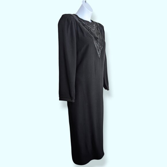 V. Louis Féraud Long Sleeve Sequin Shift Dress - Picture 2 of 9